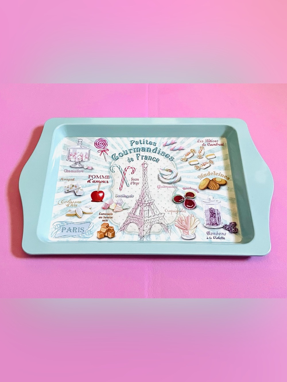 NEW French Pastry Decorative Serving Tray - Blue